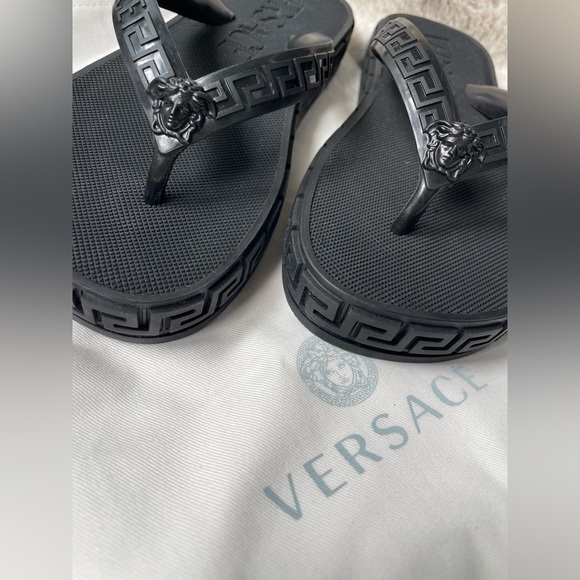 Versace Shoes - Versace black flip flops summer US5